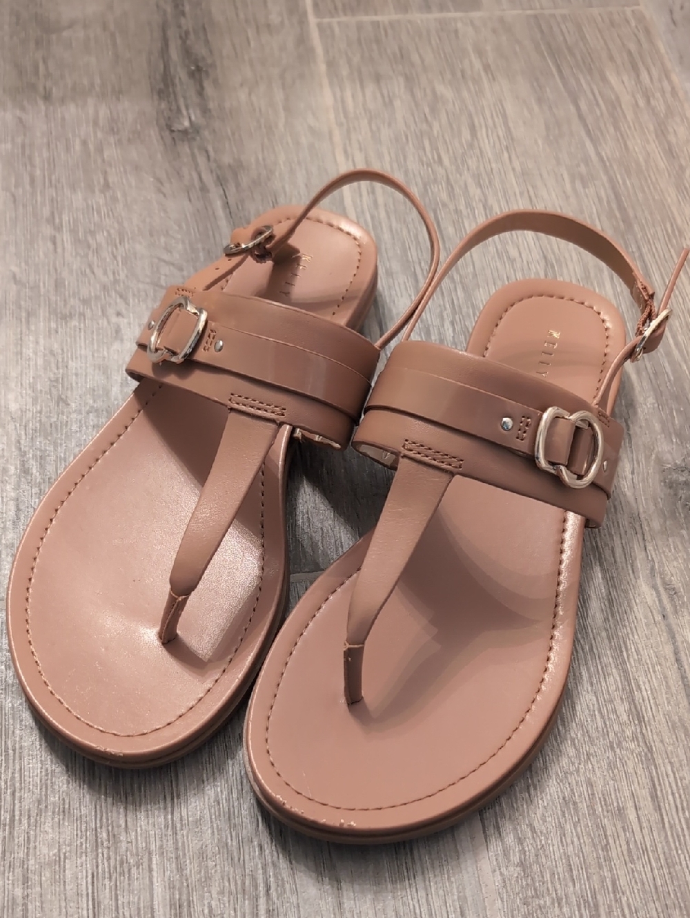 Kelly & Katie Blush Pink T-Strap Slingback Sandals with Buckle Accent